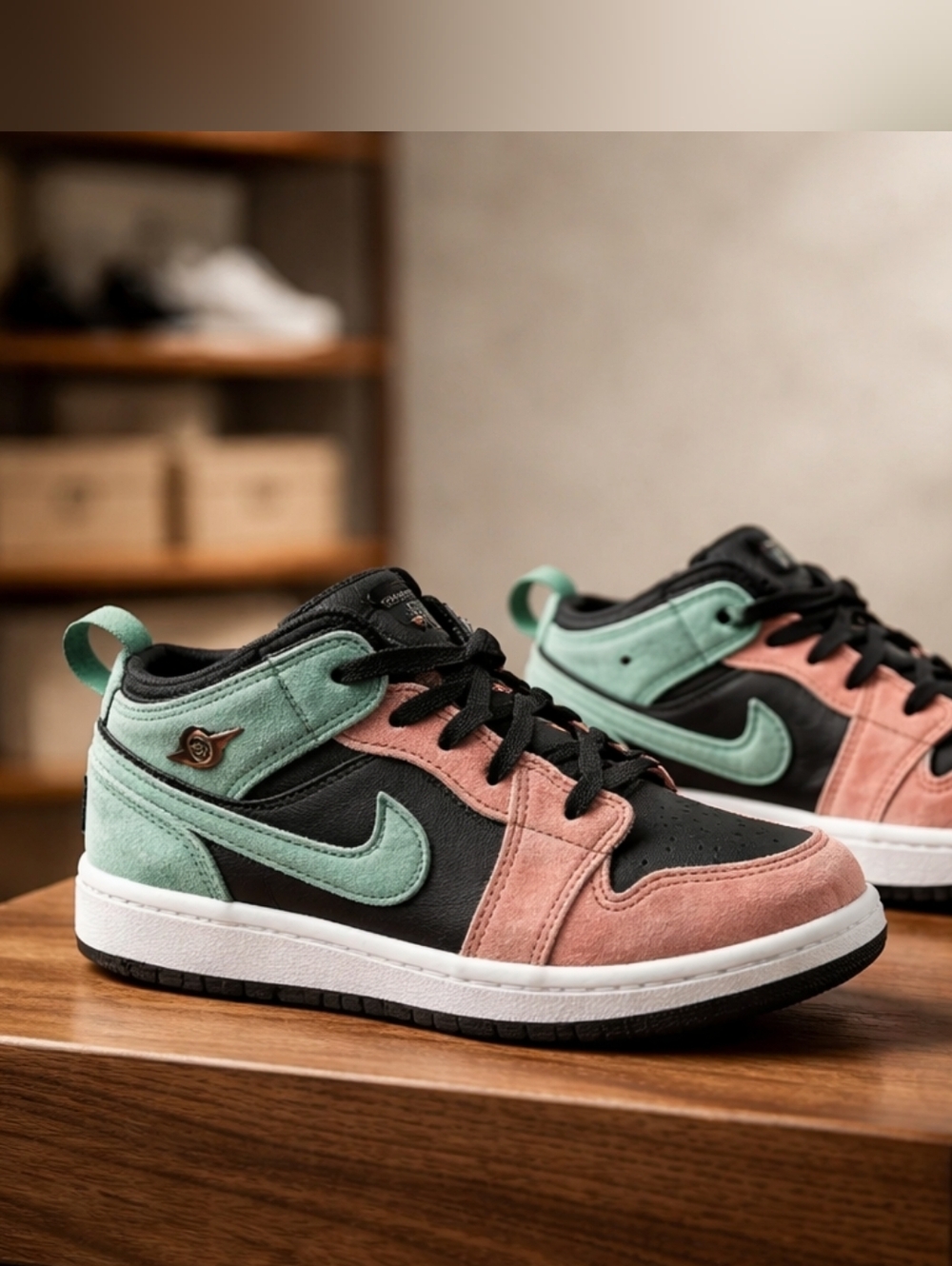Kids' Black and Green Sneakers